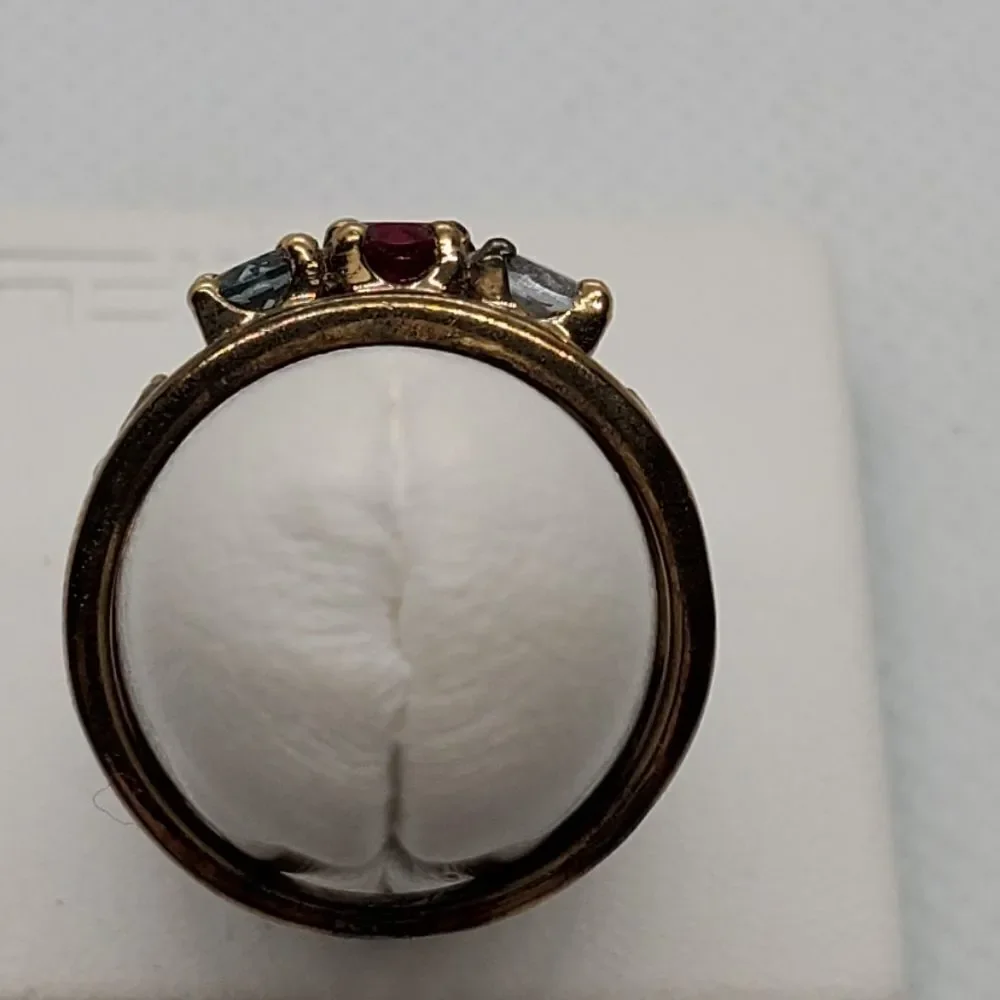 Sterling Silver Gold Plated, Spinel & Aquamarine Ring